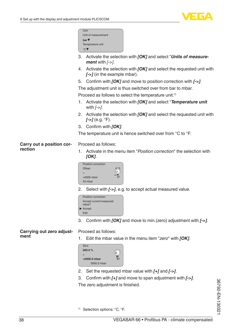 VEGA VEGABAR 66 Profibus PA - climate compensated User Manual | Page 38 / 76