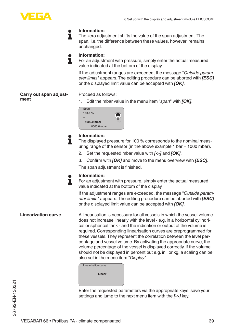VEGA VEGABAR 66 Profibus PA - climate compensated User Manual | Page 39 / 76