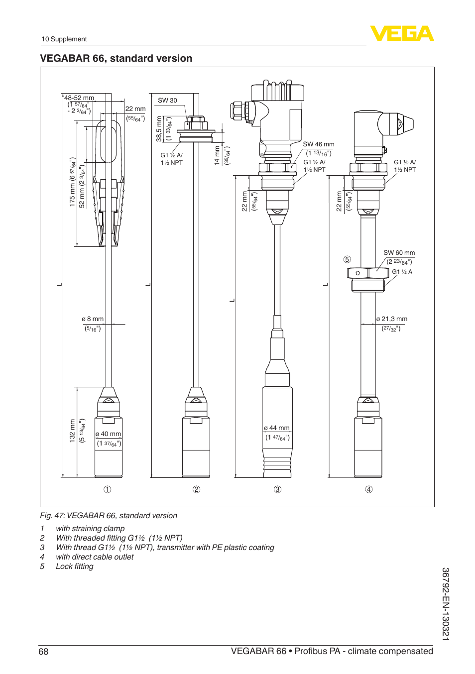 Vegabar 66, standard version | VEGA VEGABAR 66 Profibus PA - climate compensated User Manual | Page 68 / 76