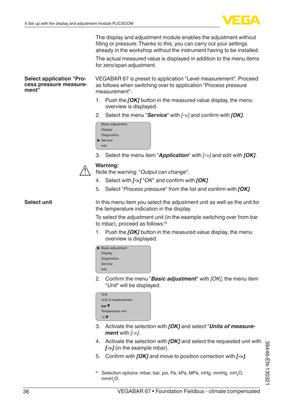 VEGA VEGABAR 67 Foundation Fieldbus - climate compensated User Manual | Page 36 / 68