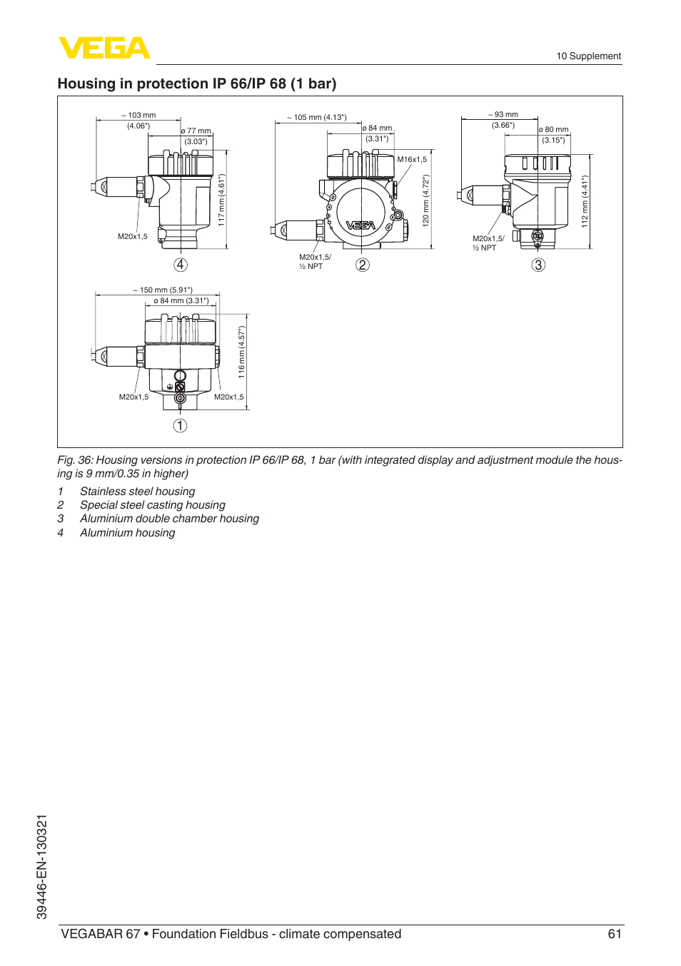 VEGA VEGABAR 67 Foundation Fieldbus - climate compensated User Manual | Page 61 / 68