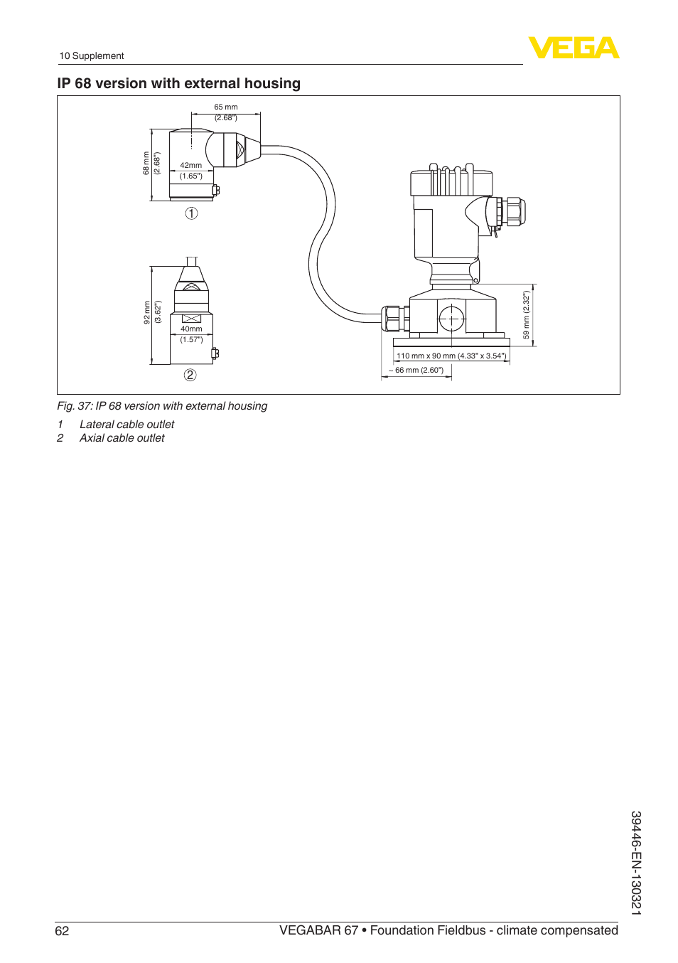Ip 68 version with external housing | VEGA VEGABAR 67 Foundation Fieldbus - climate compensated User Manual | Page 62 / 68