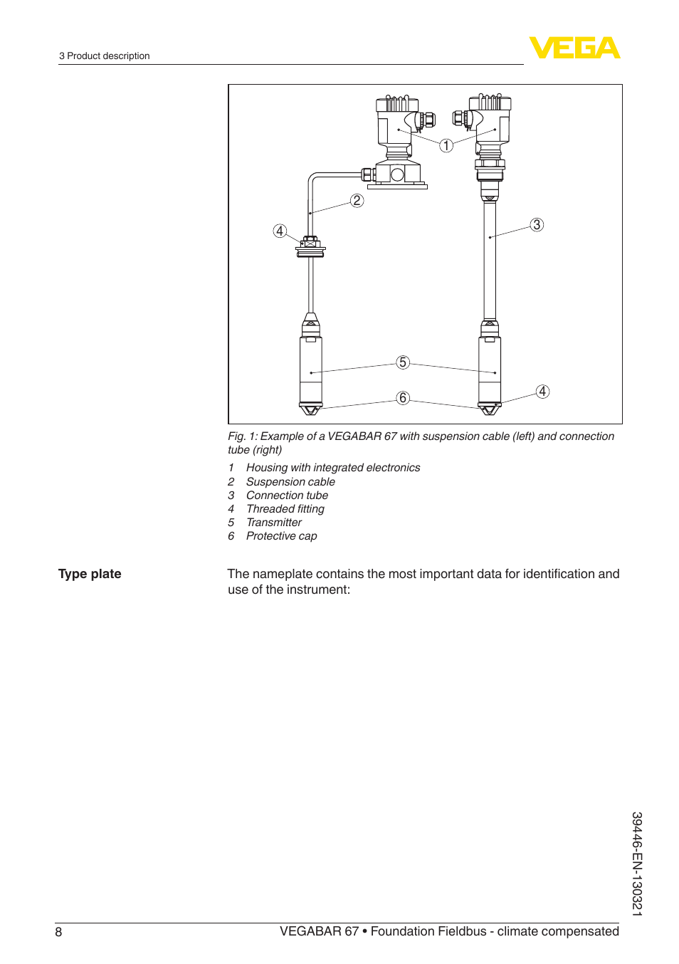 VEGA VEGABAR 67 Foundation Fieldbus - climate compensated User Manual | Page 8 / 68