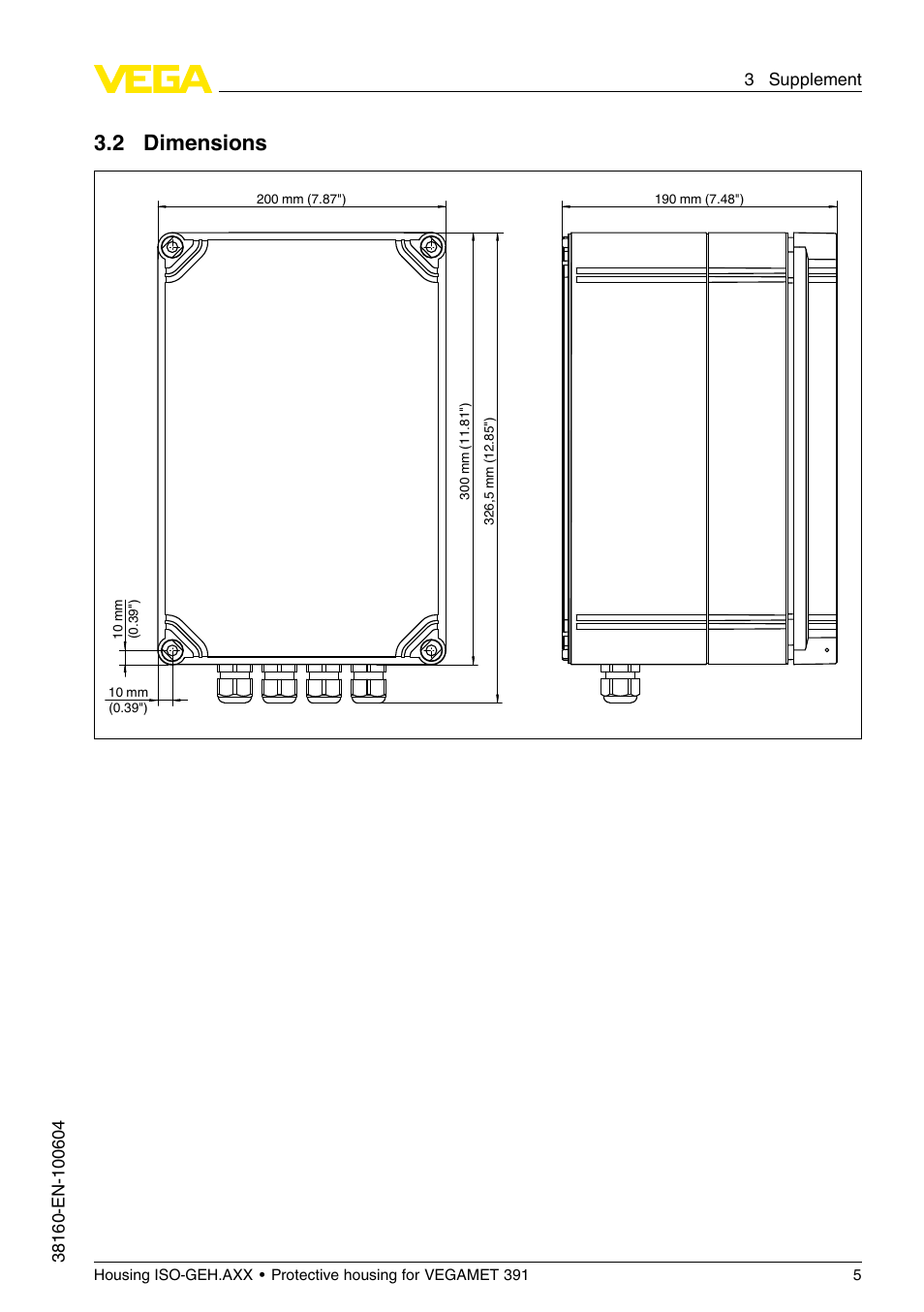 2 dimensions | VEGA Housing ISO-GEH.AXX for VEGAMET 391 User Manual | Page 5 / 8
