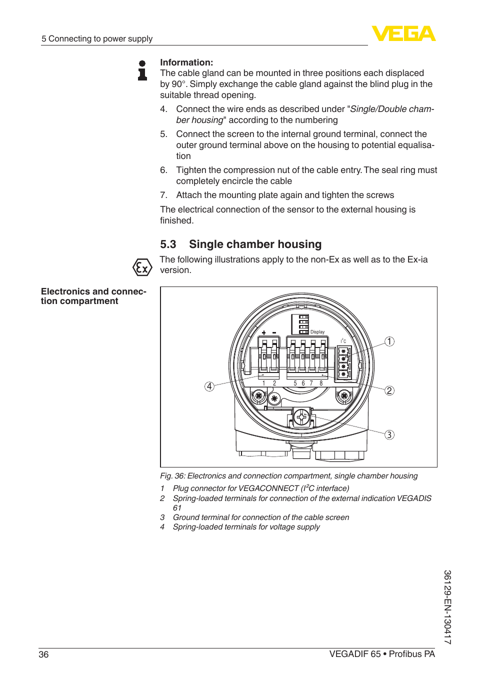 3 single chamber housing | VEGA VEGADIF 65 Profibus PA User Manual | Page 36 / 96