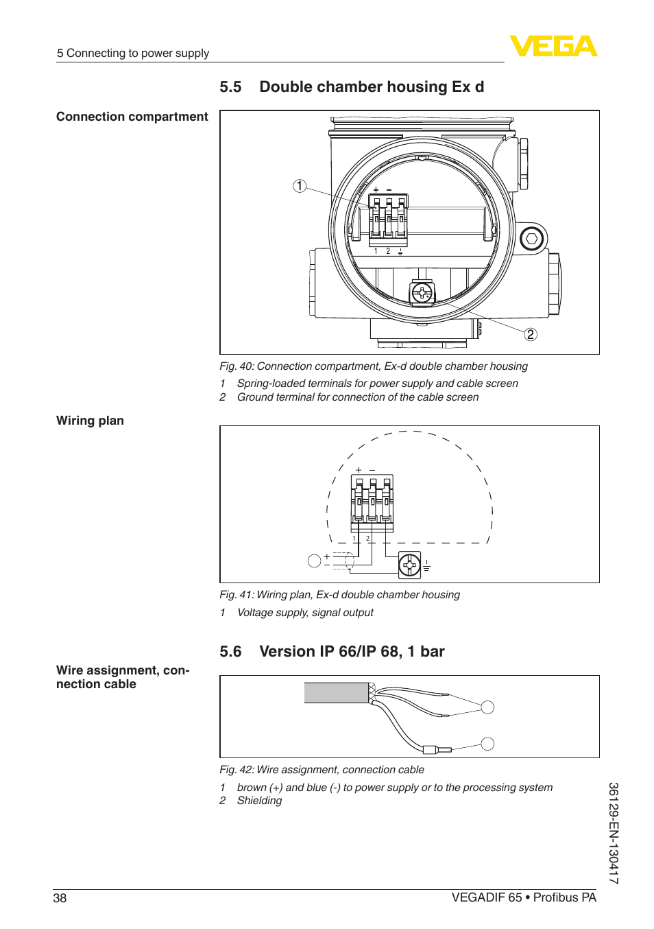 5 double chamber housing ex d | VEGA VEGADIF 65 Profibus PA User Manual | Page 38 / 96