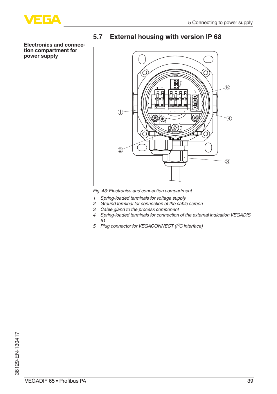 7 external housing with version ip 68 | VEGA VEGADIF 65 Profibus PA User Manual | Page 39 / 96
