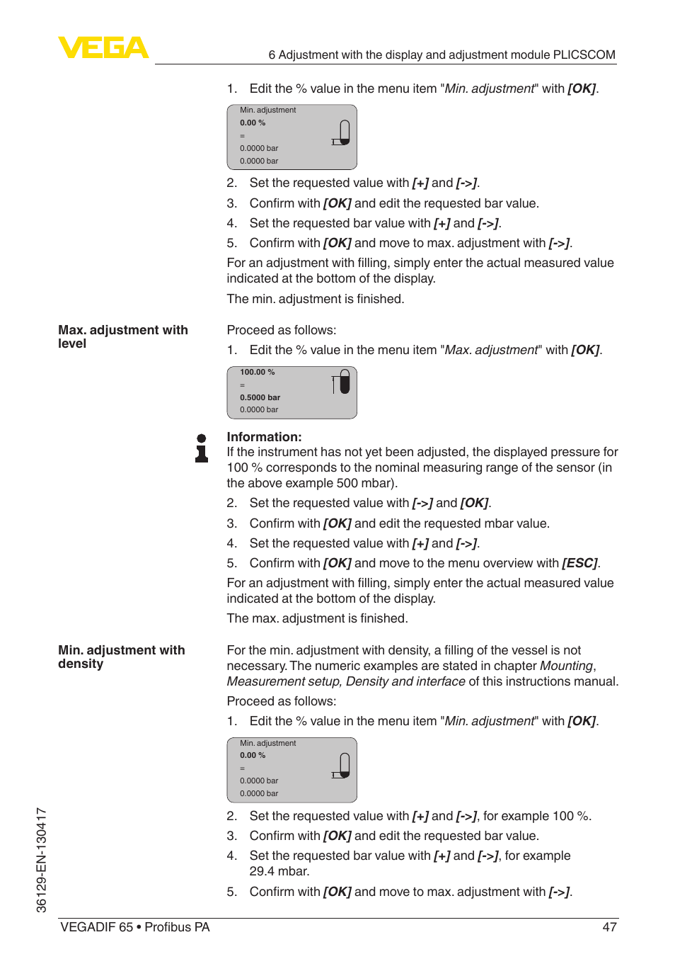 VEGA VEGADIF 65 Profibus PA User Manual | Page 47 / 96