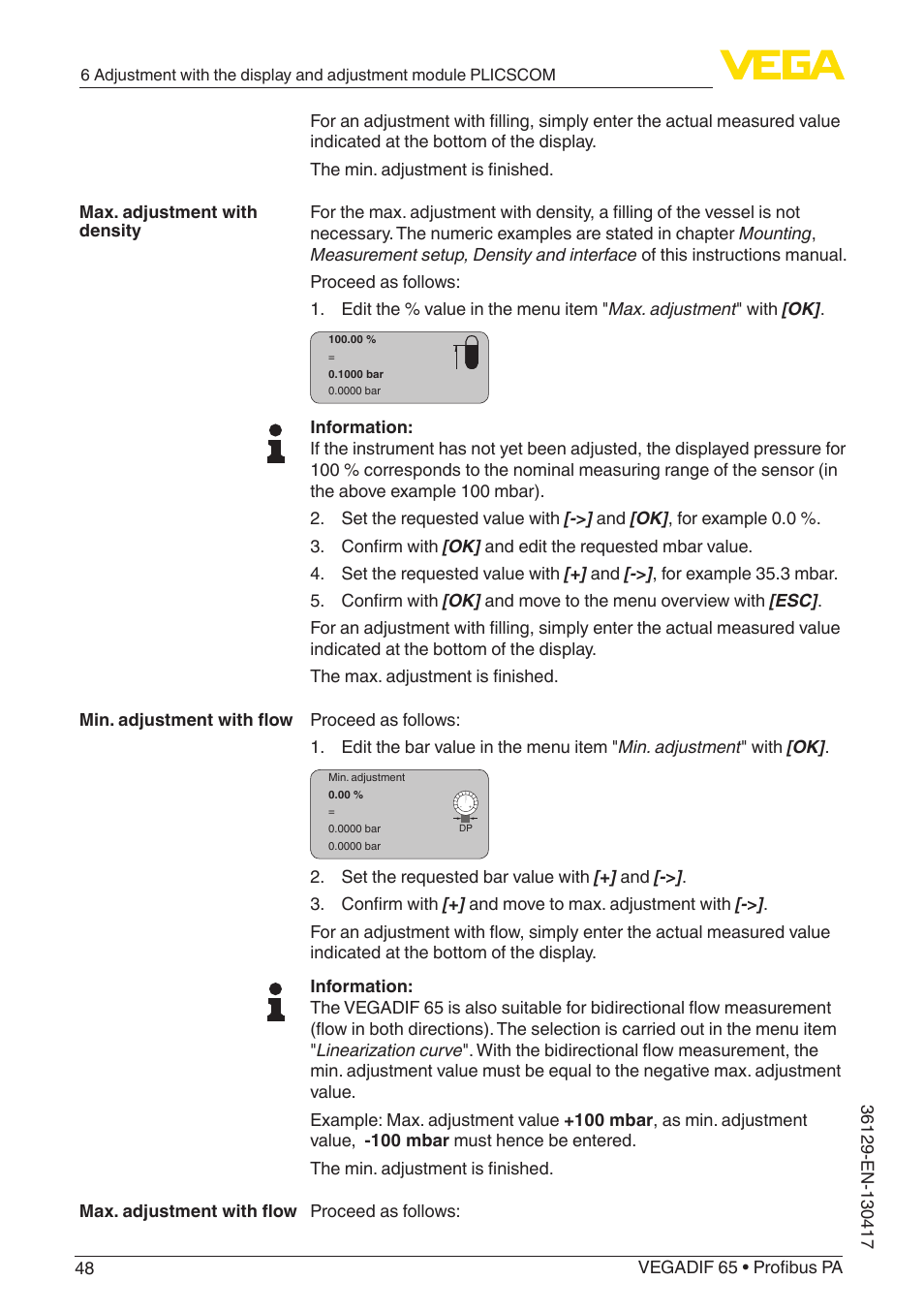VEGA VEGADIF 65 Profibus PA User Manual | Page 48 / 96