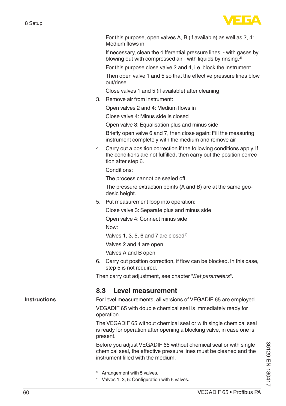 3 level measurement | VEGA VEGADIF 65 Profibus PA User Manual | Page 60 / 96