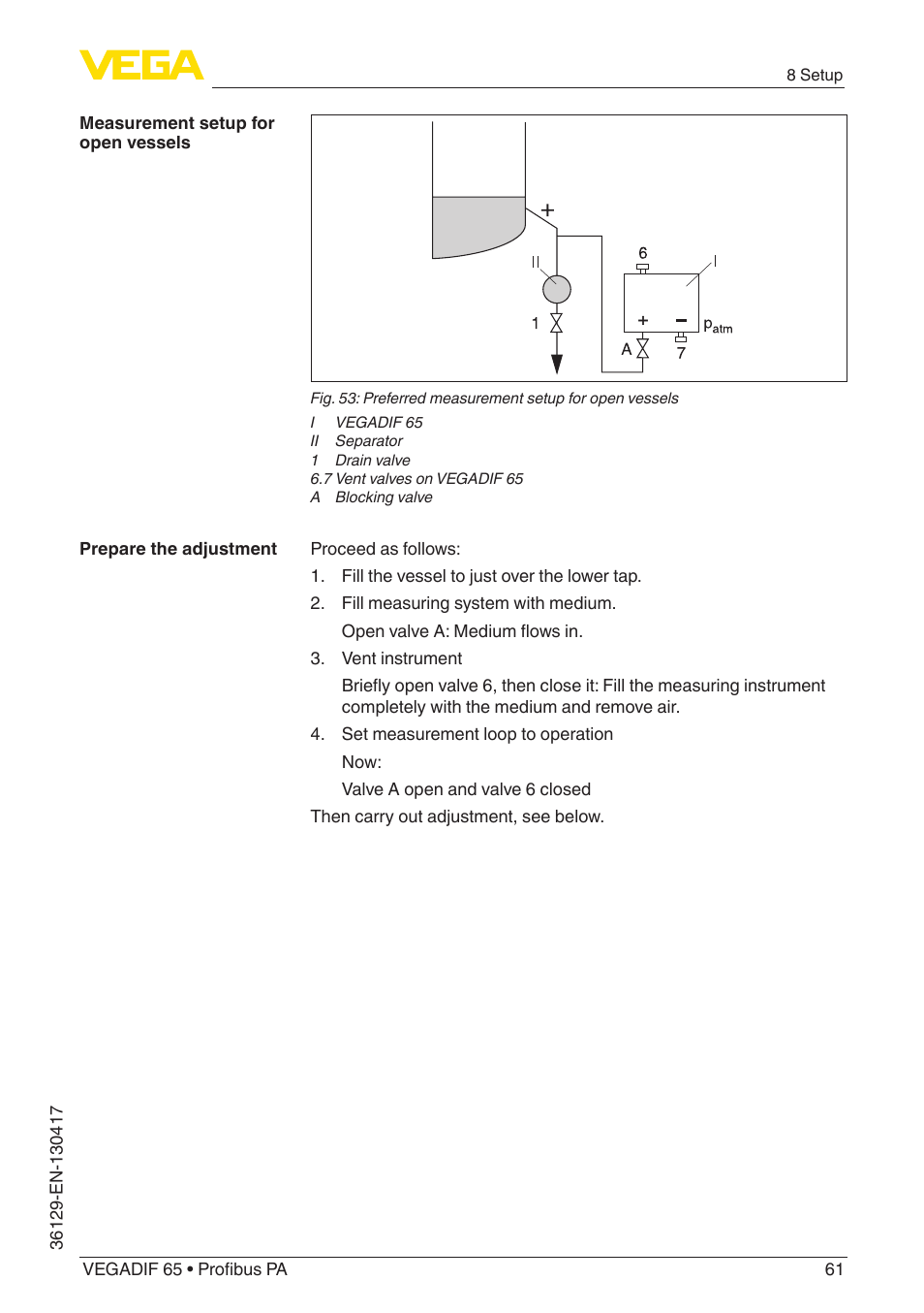 VEGA VEGADIF 65 Profibus PA User Manual | Page 61 / 96