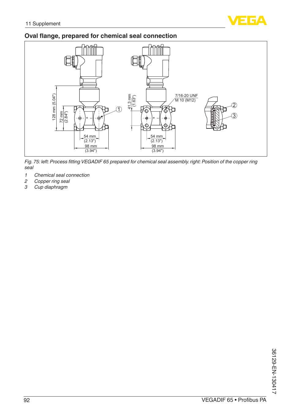 Oval flange, prepared for chemical seal connection | VEGA VEGADIF 65 Profibus PA User Manual | Page 92 / 96