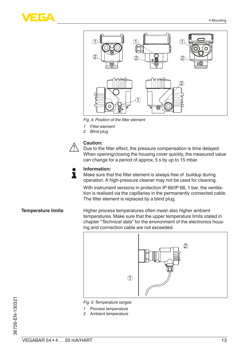 VEGA VEGABAR 54 4 … 20 mA_HART User Manual | Page 13 / 72