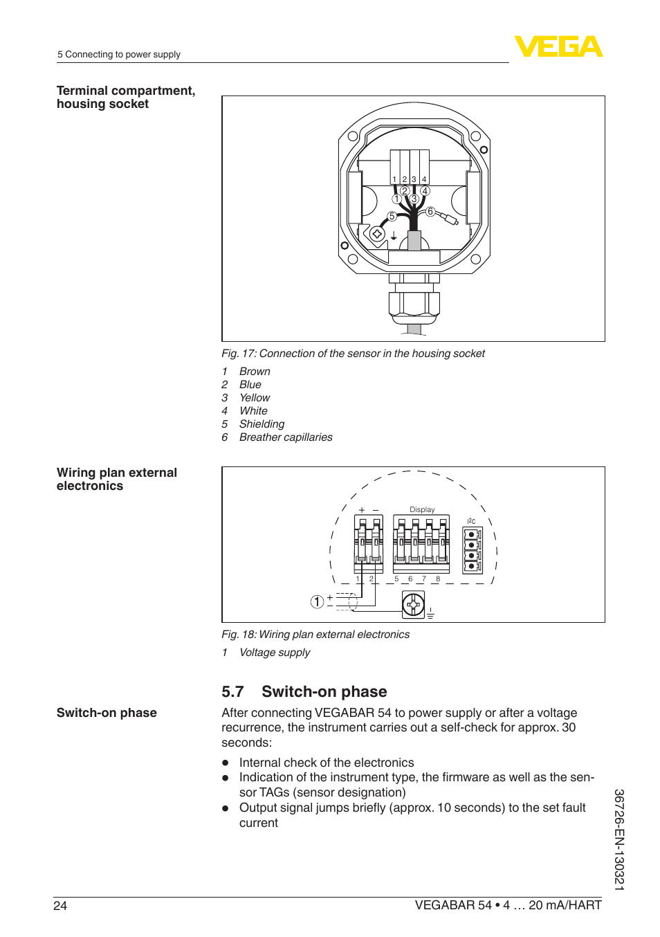 7 switch-on phase | VEGA VEGABAR 54 4 … 20 mA_HART User Manual | Page 24 / 72