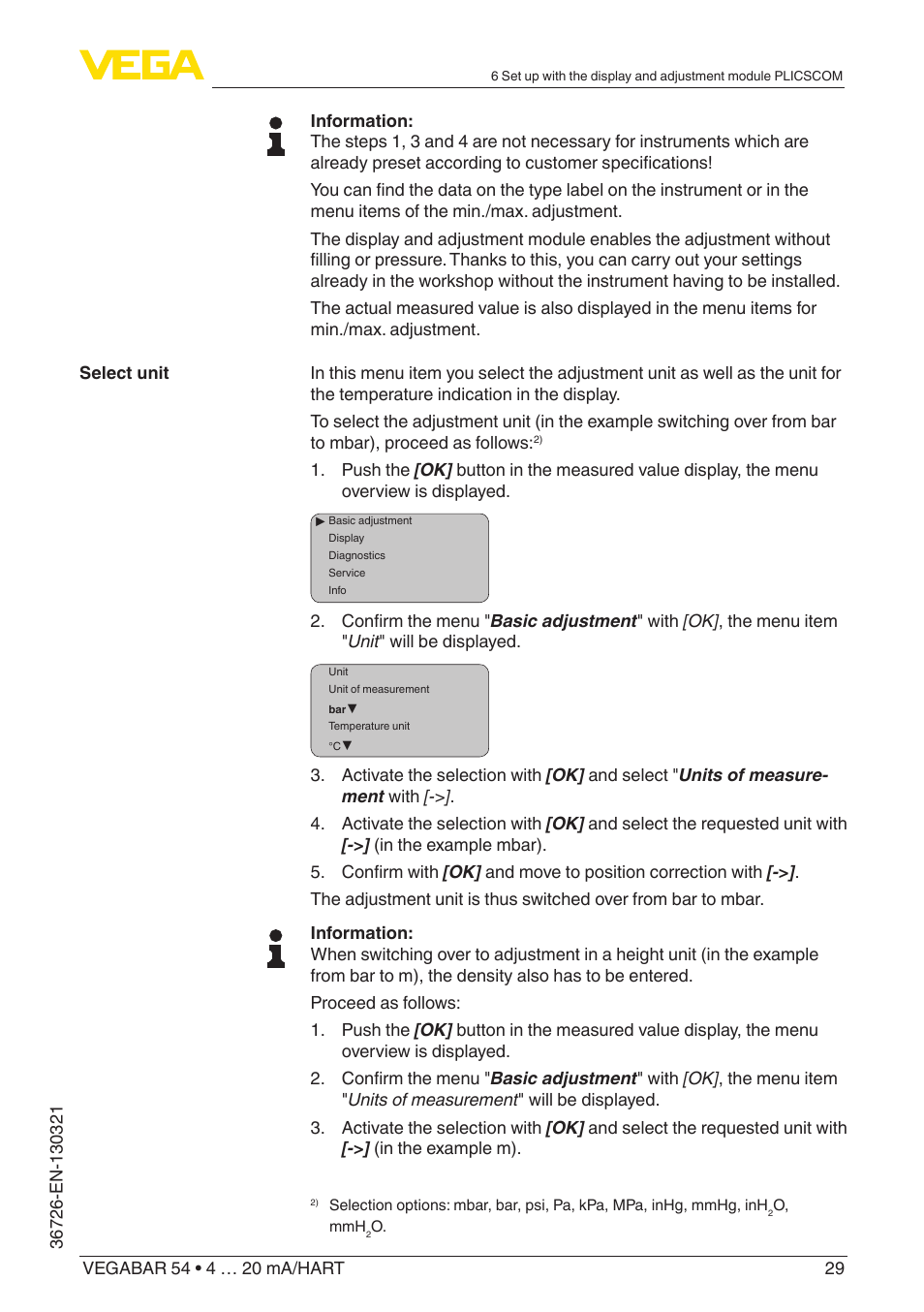 VEGA VEGABAR 54 4 … 20 mA_HART User Manual | Page 29 / 72