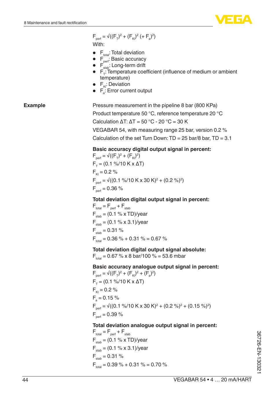 VEGA VEGABAR 54 4 … 20 mA_HART User Manual | Page 44 / 72