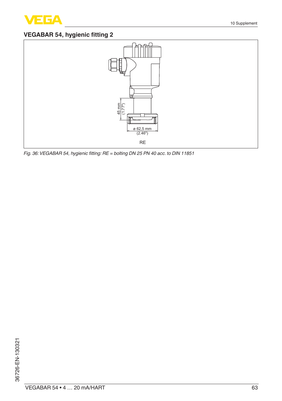 Vegabar 54, hygienic fitting 2 | VEGA VEGABAR 54 4 … 20 mA_HART User Manual | Page 63 / 72