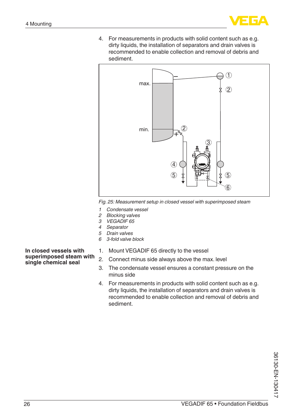 VEGA VEGADIF 65 Foundation Fieldbus User Manual | Page 26 / 96