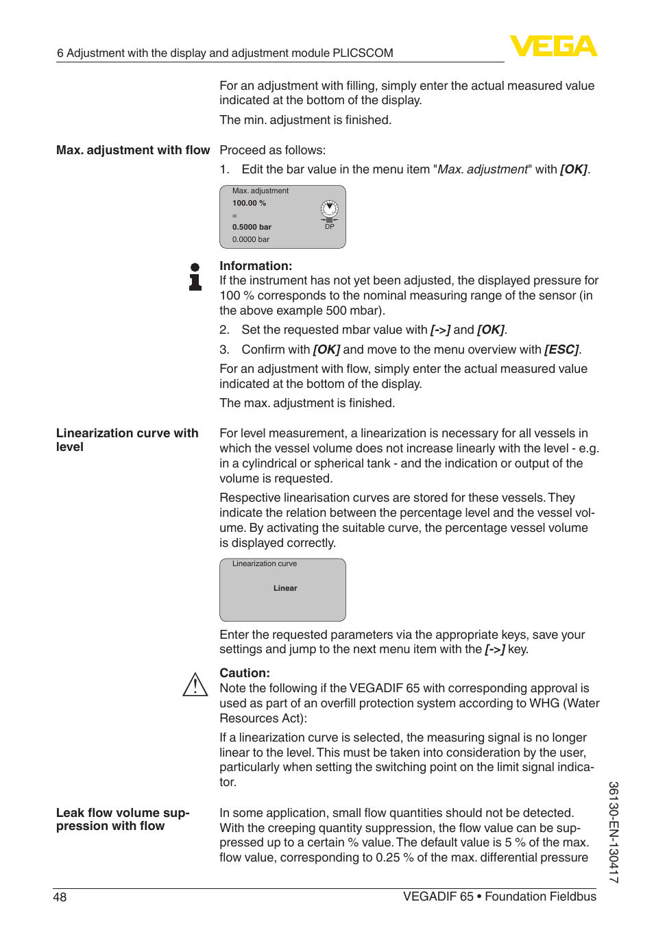 VEGA VEGADIF 65 Foundation Fieldbus User Manual | Page 48 / 96