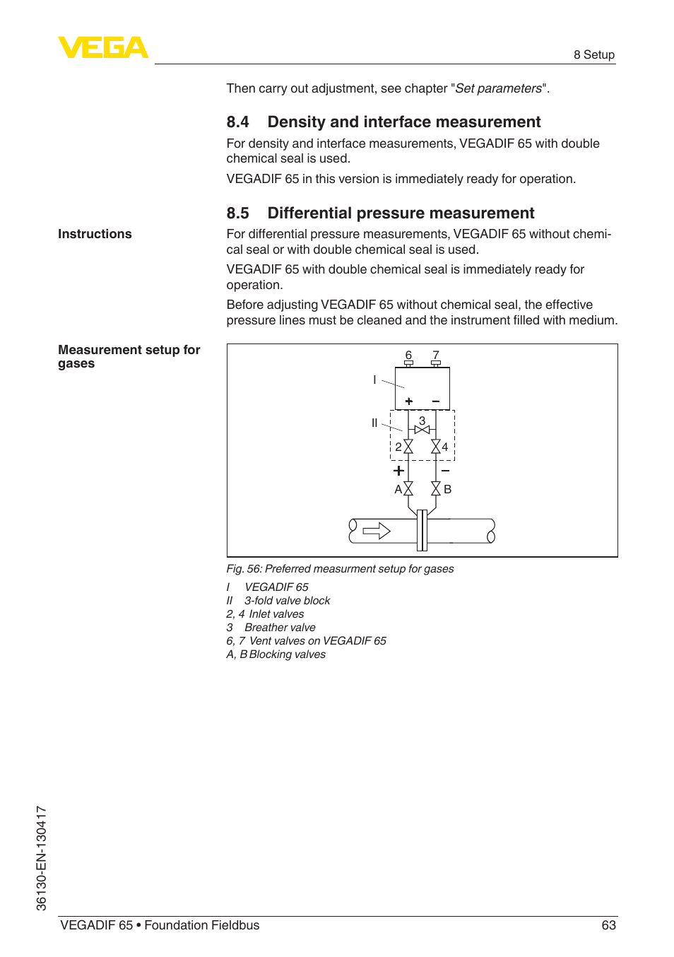 4 density and interface measurement, 5 differential pressure measurement | VEGA VEGADIF 65 Foundation Fieldbus User Manual | Page 63 / 96