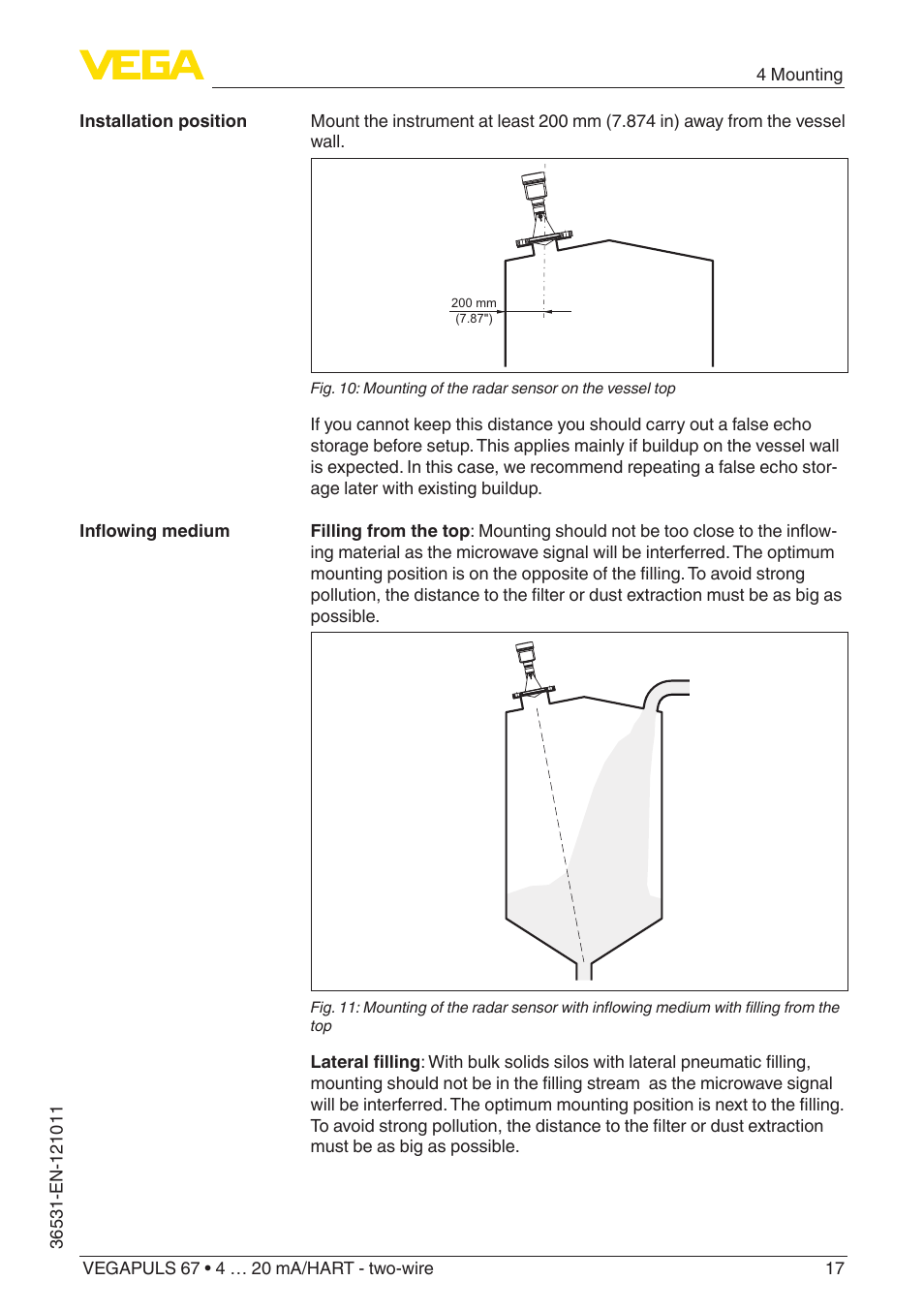 VEGA VEGAPULS 67 (≥ 2.0.0 - ≥ 4.0.0) 4 … 20 mA_HART - two-wire User Manual | Page 17 / 80