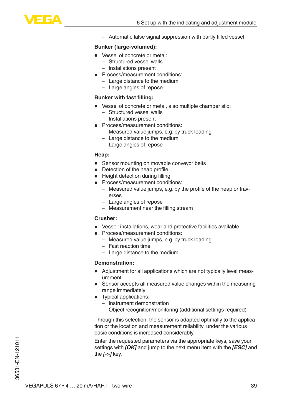 VEGA VEGAPULS 67 (≥ 2.0.0 - ≥ 4.0.0) 4 … 20 mA_HART - two-wire User Manual | Page 39 / 80