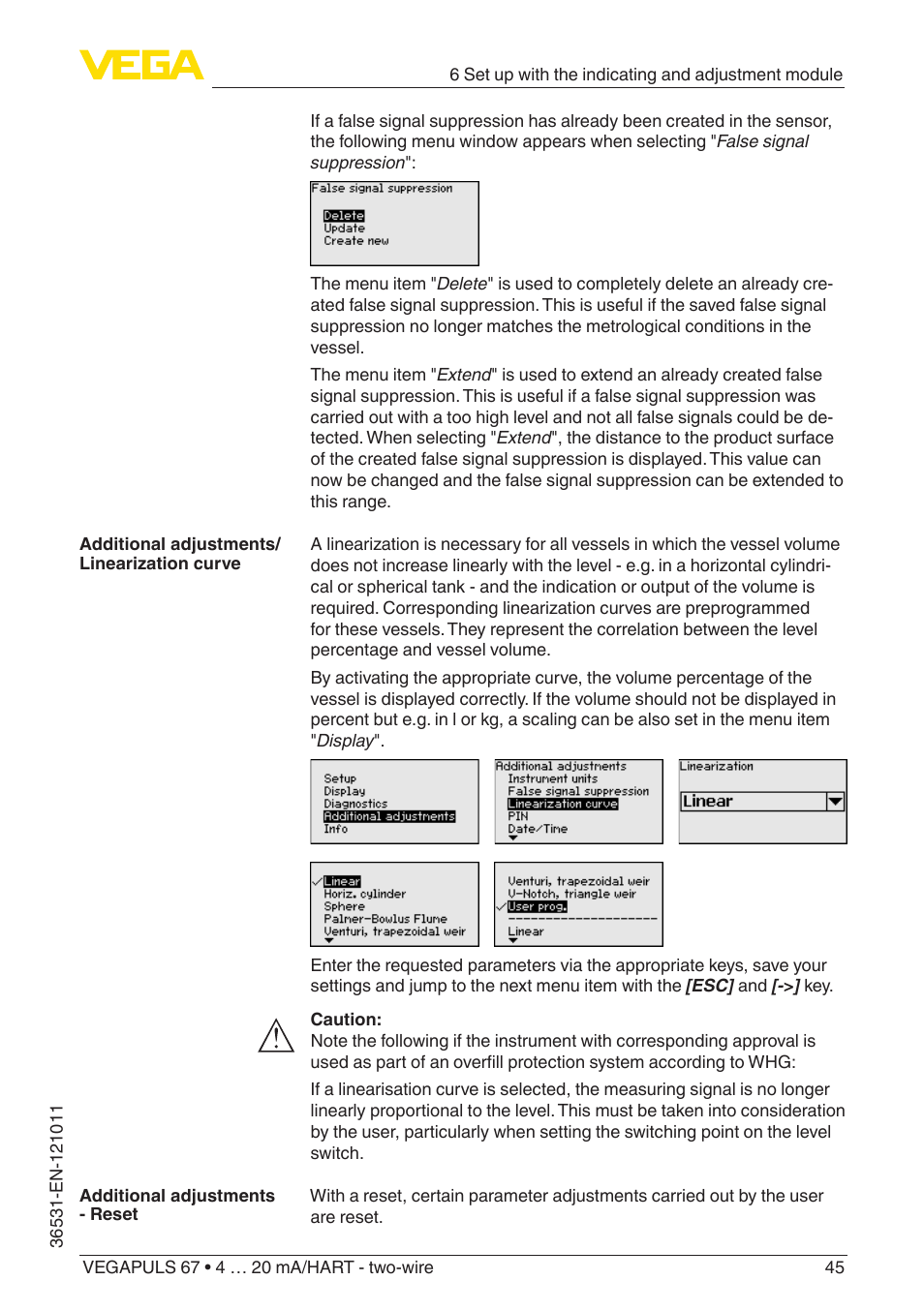 VEGA VEGAPULS 67 (≥ 2.0.0 - ≥ 4.0.0) 4 … 20 mA_HART - two-wire User Manual | Page 45 / 80