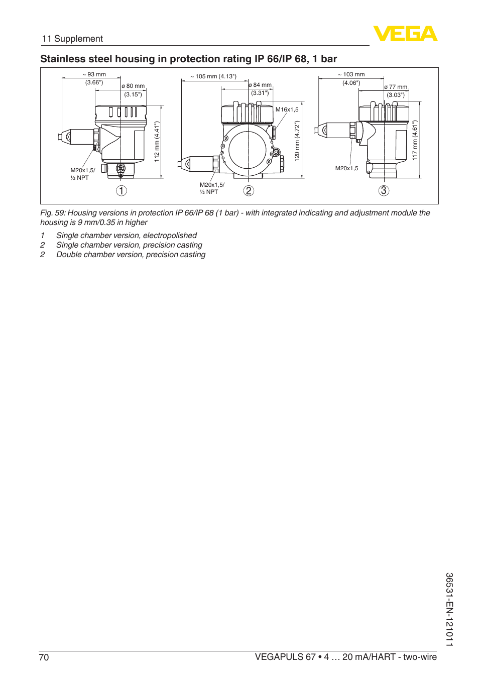 VEGA VEGAPULS 67 (≥ 2.0.0 - ≥ 4.0.0) 4 … 20 mA_HART - two-wire User Manual | Page 70 / 80