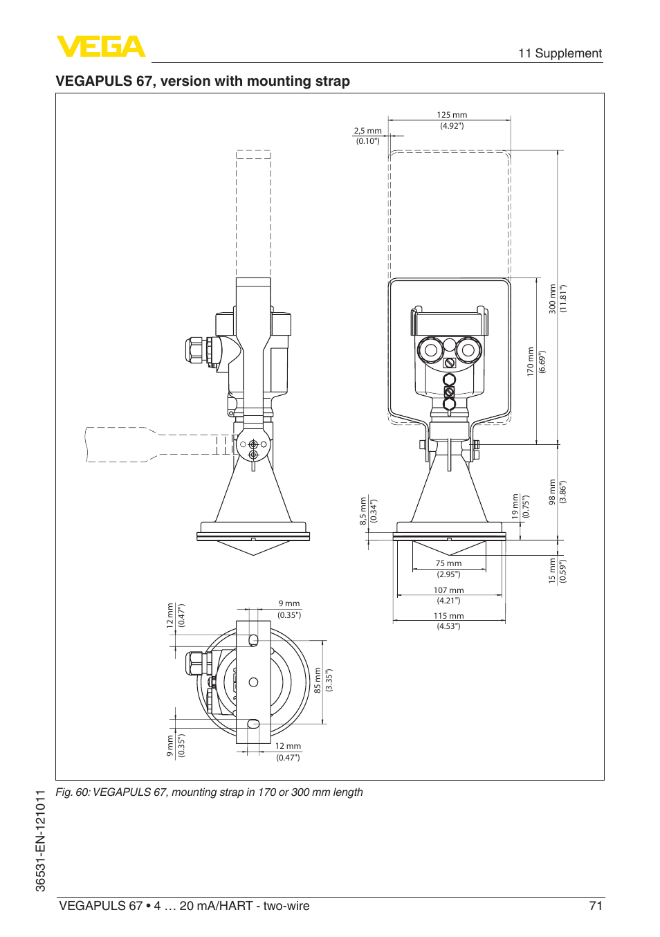 Vegapuls 67, version with mounting strap | VEGA VEGAPULS 67 (≥ 2.0.0 - ≥ 4.0.0) 4 … 20 mA_HART - two-wire User Manual | Page 71 / 80