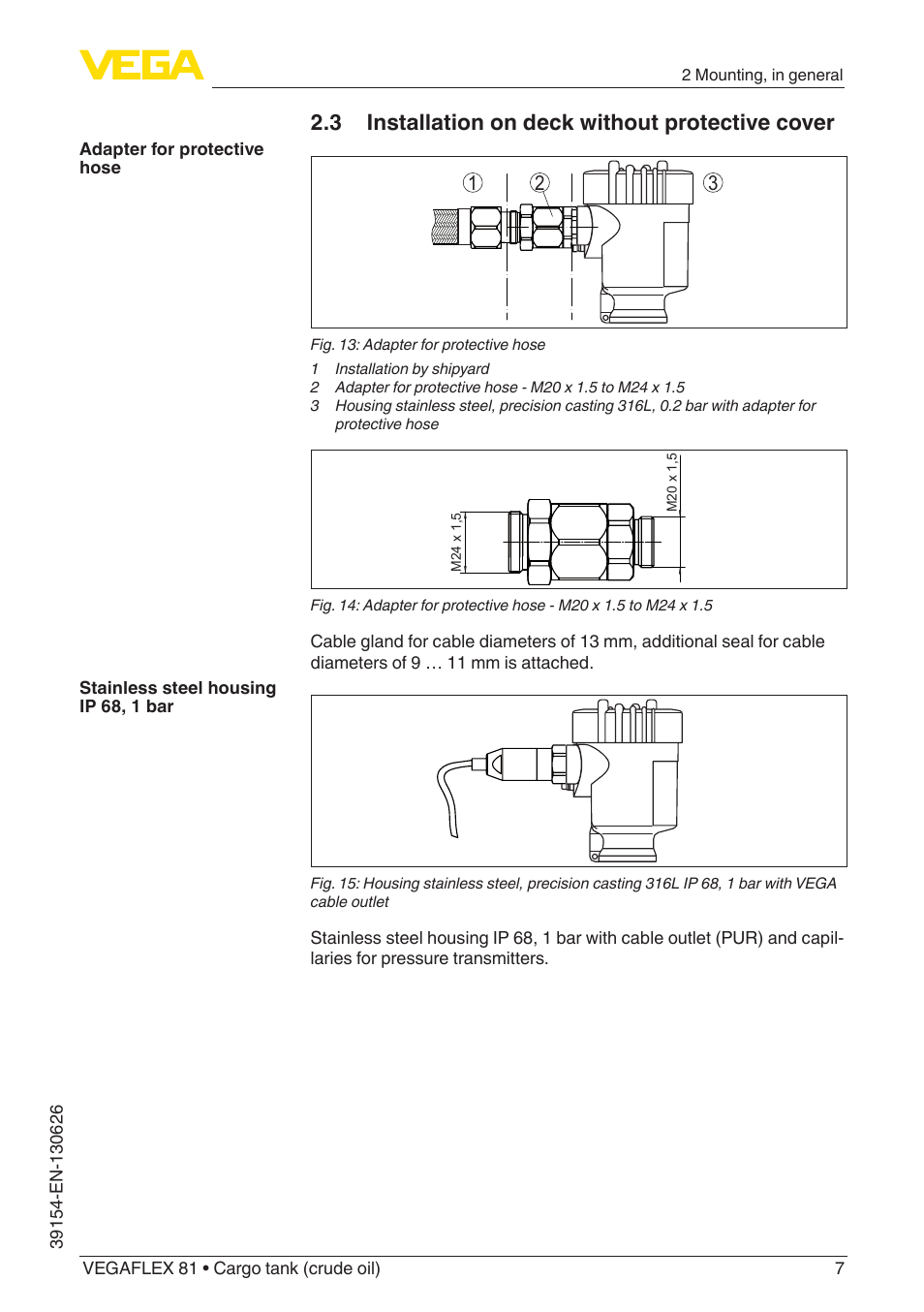3 installation on deck without protective cover | VEGA VEGAFLEX 81 Ship-building User Manual | Page 7 / 20