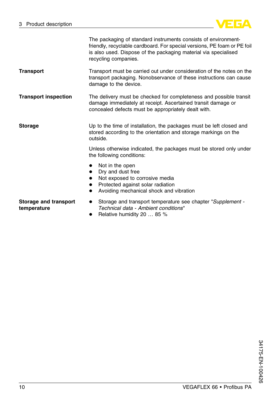 VEGA VEGAFLEX 66 (-200…+400°C) Profibus PA User Manual | Page 10 / 68