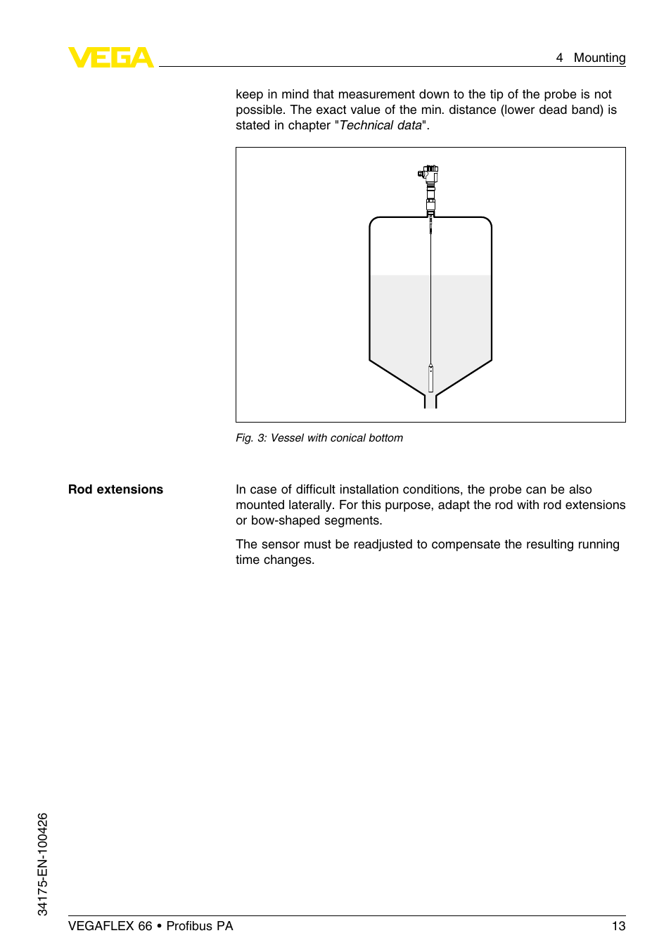 VEGA VEGAFLEX 66 (-200…+400°C) Profibus PA User Manual | Page 13 / 68