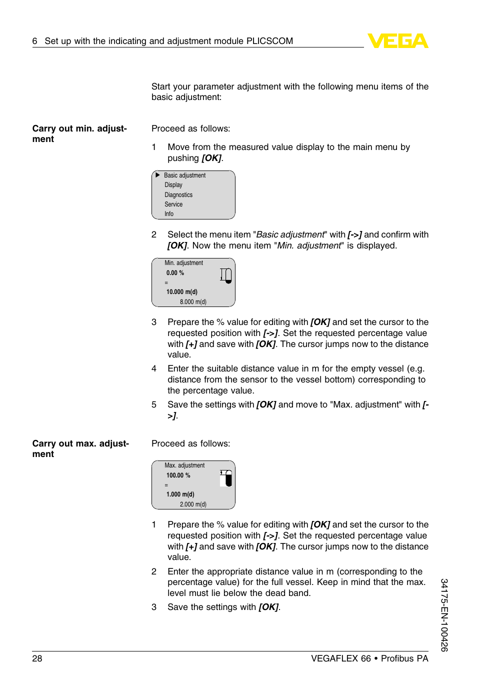 VEGA VEGAFLEX 66 (-200…+400°C) Profibus PA User Manual | Page 28 / 68