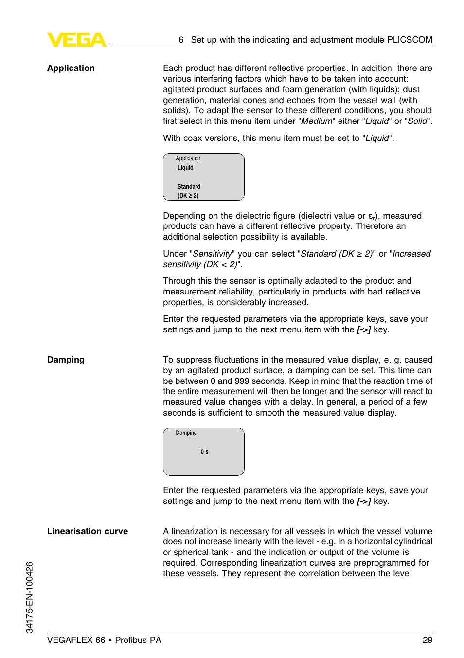 VEGA VEGAFLEX 66 (-200…+400°C) Profibus PA User Manual | Page 29 / 68