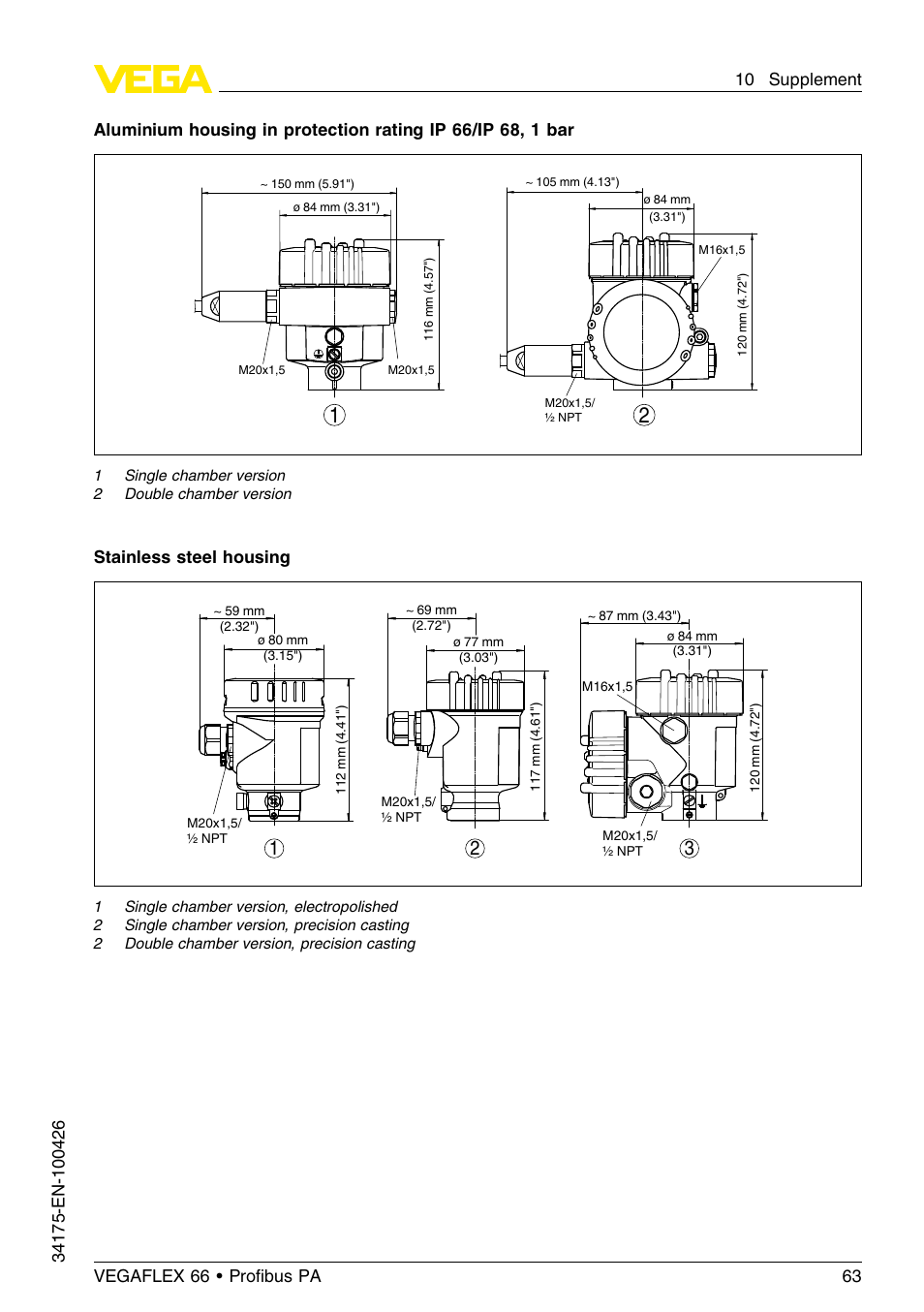 VEGA VEGAFLEX 66 (-200…+400°C) Profibus PA User Manual | Page 63 / 68