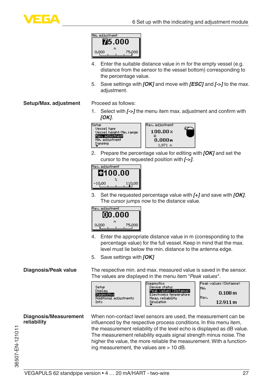 VEGA VEGAPULS 62 (≥ 2.0.0 - ≥ 4.0.0) standpipe ver. 4 … 20 mA_HART - two-wire User Manual | Page 27 / 64