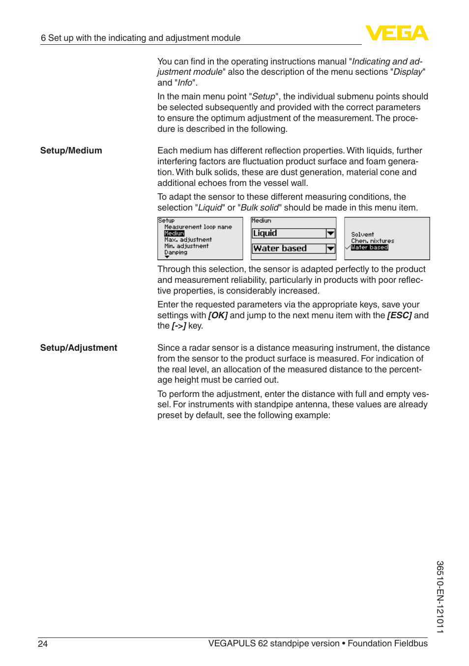 VEGA VEGAPULS 62 (≥ 2.0.0 - ≥ 4.0.0) standpipe ver. Foundation Fieldbus User Manual | Page 24 / 68