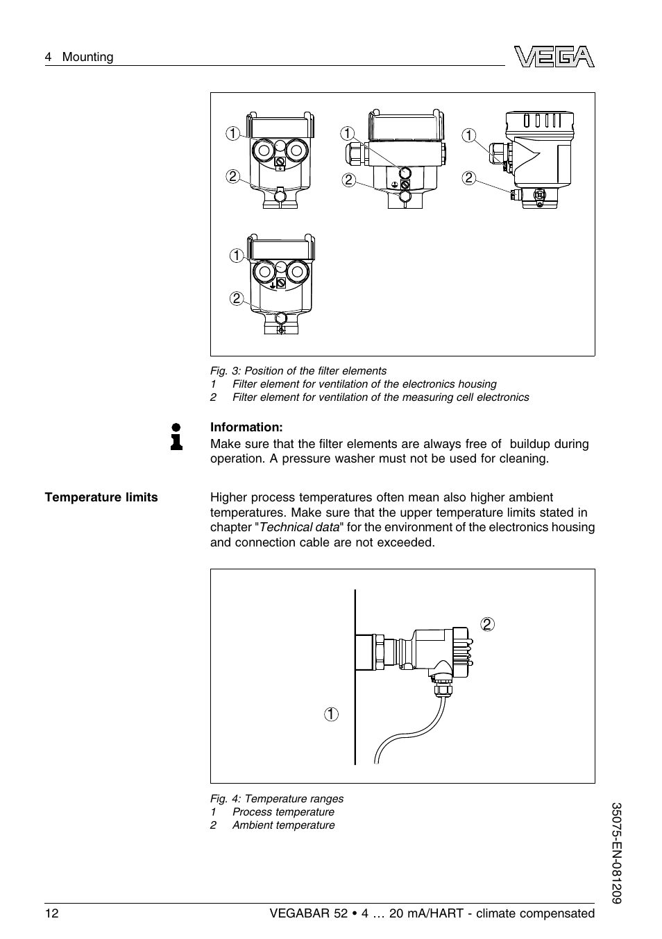 VEGA VEGABAR 52 - climate compensated User Manual | Page 12 / 88