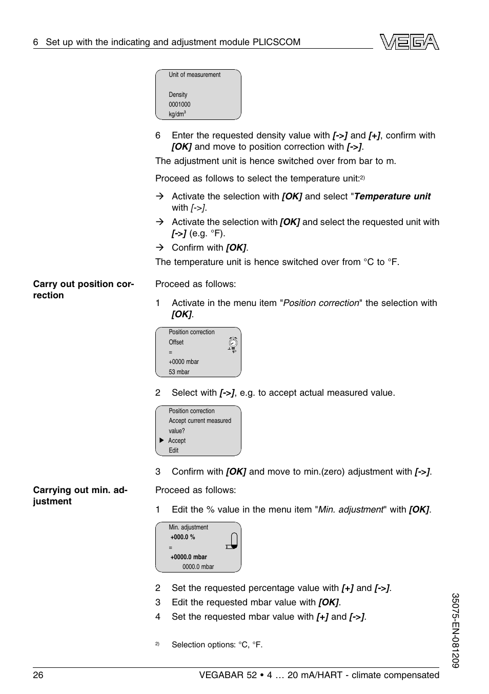 VEGA VEGABAR 52 - climate compensated User Manual | Page 26 / 88