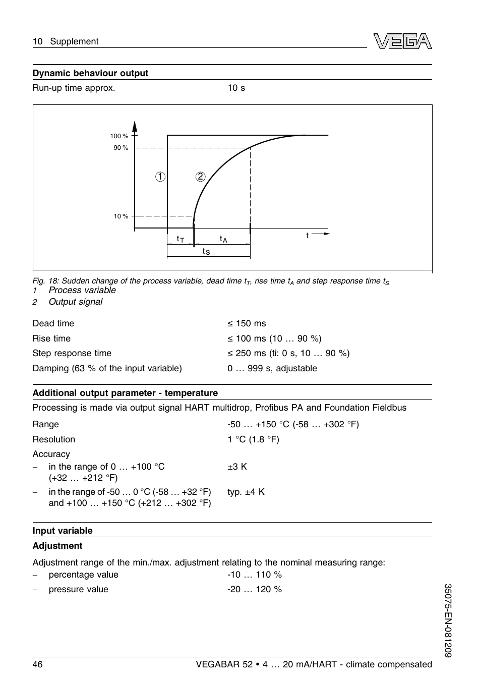 VEGA VEGABAR 52 - climate compensated User Manual | Page 46 / 88