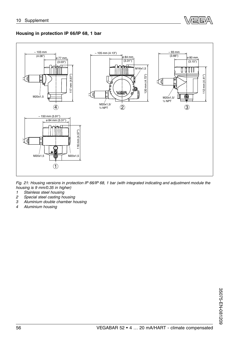 VEGA VEGABAR 52 - climate compensated User Manual | Page 56 / 88