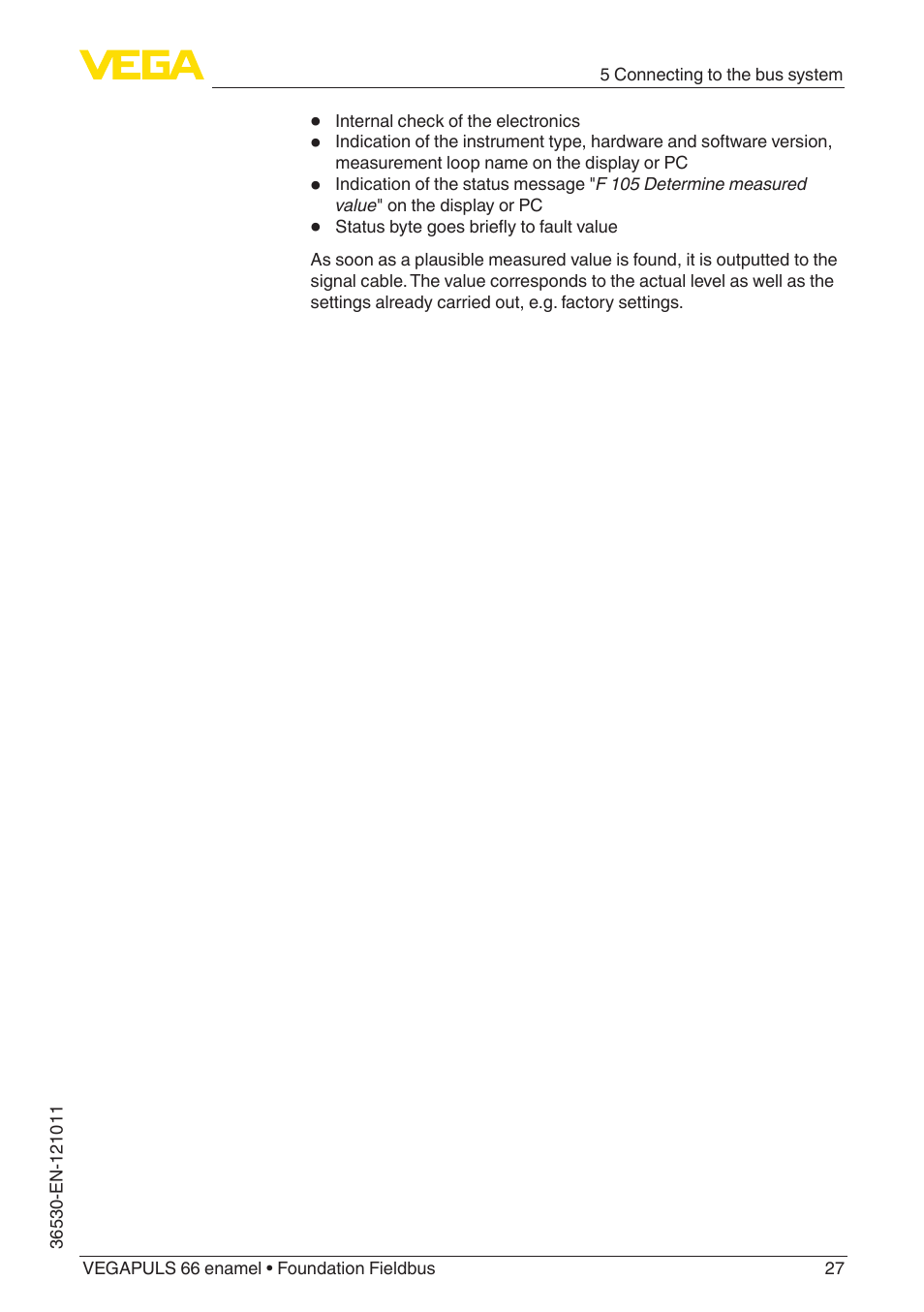 VEGA VEGAPULS 66 (≥ 2.0.0 - ≥ 4.0.0) enamel Foundation Fieldbus User Manual | Page 27 / 80