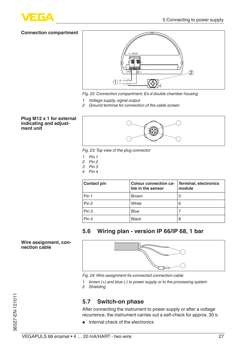 7 switch-on phase | VEGA VEGAPULS 66 (≥ 2.0.0 - ≥ 4.0.0) enamel 4 … 20 mA_HART - two-wire User Manual | Page 27 / 76
