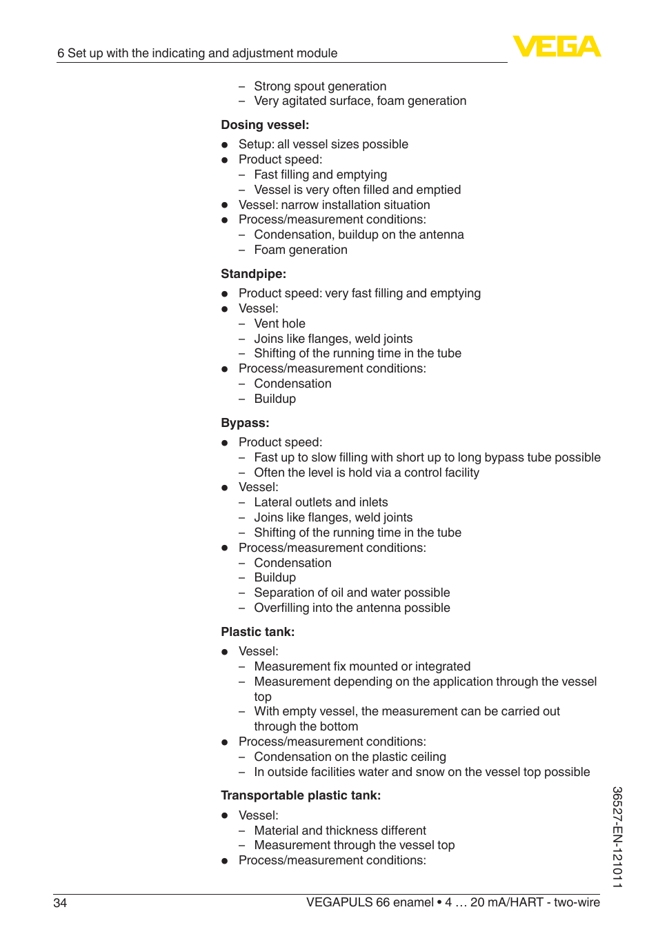 VEGA VEGAPULS 66 (≥ 2.0.0 - ≥ 4.0.0) enamel 4 … 20 mA_HART - two-wire User Manual | Page 34 / 76