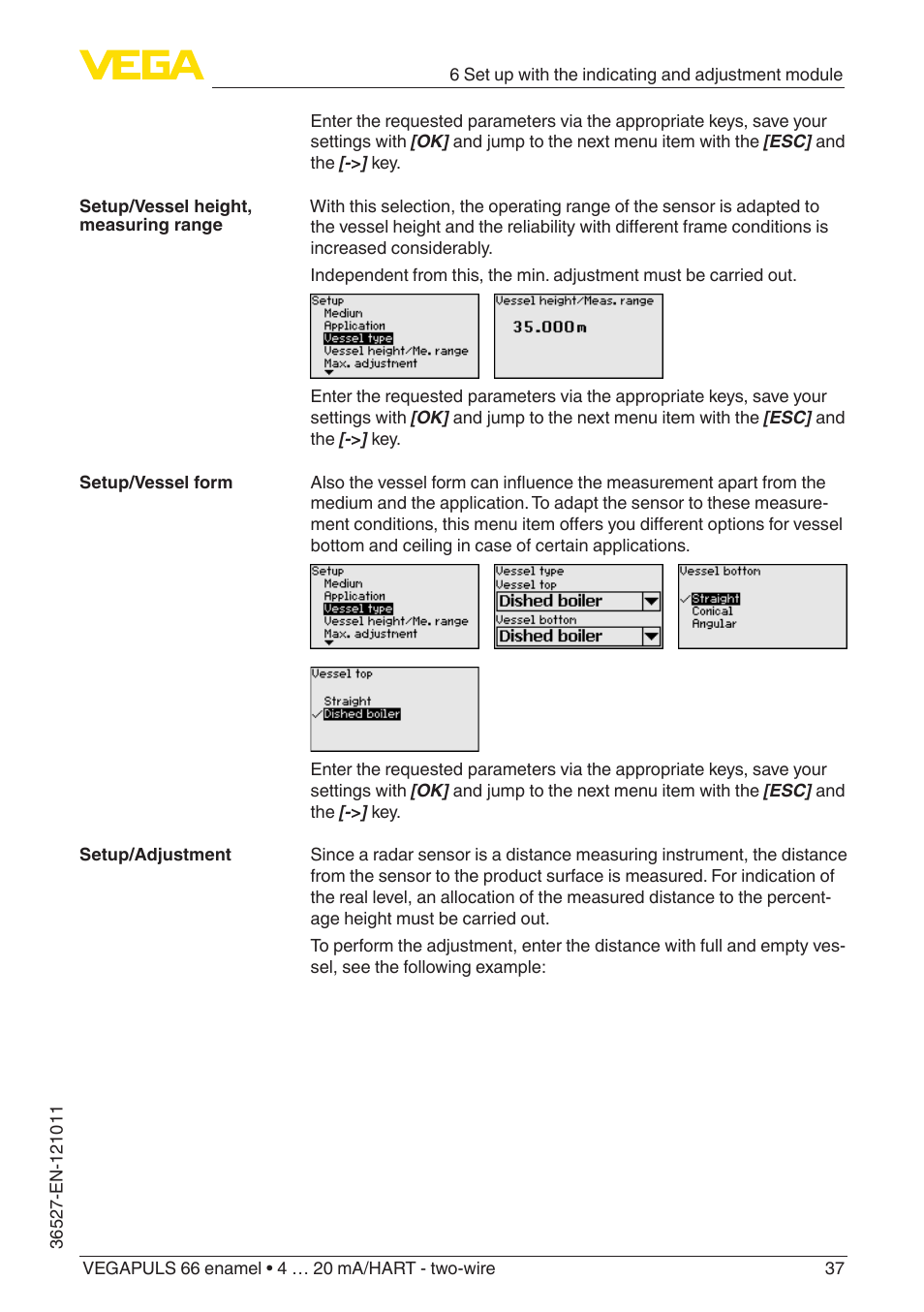 VEGA VEGAPULS 66 (≥ 2.0.0 - ≥ 4.0.0) enamel 4 … 20 mA_HART - two-wire User Manual | Page 37 / 76