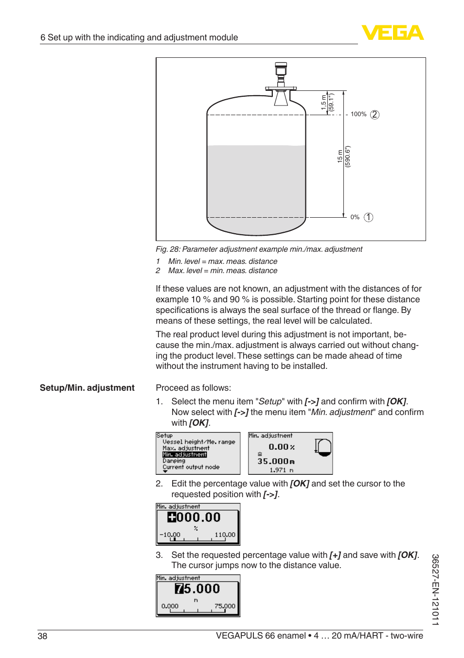VEGA VEGAPULS 66 (≥ 2.0.0 - ≥ 4.0.0) enamel 4 … 20 mA_HART - two-wire User Manual | Page 38 / 76