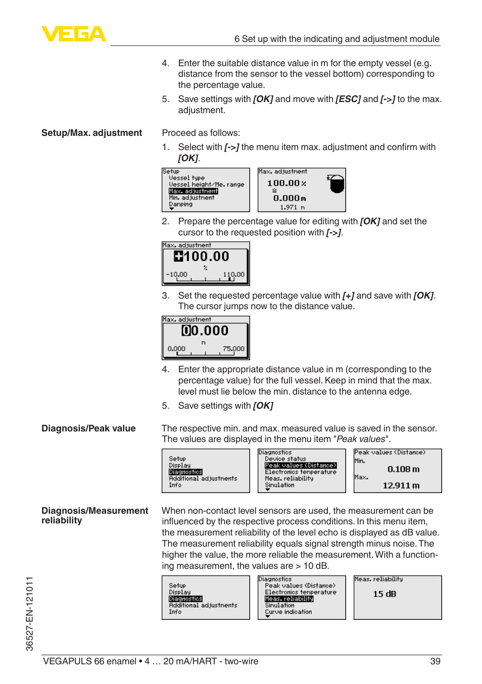 VEGA VEGAPULS 66 (≥ 2.0.0 - ≥ 4.0.0) enamel 4 … 20 mA_HART - two-wire User Manual | Page 39 / 76