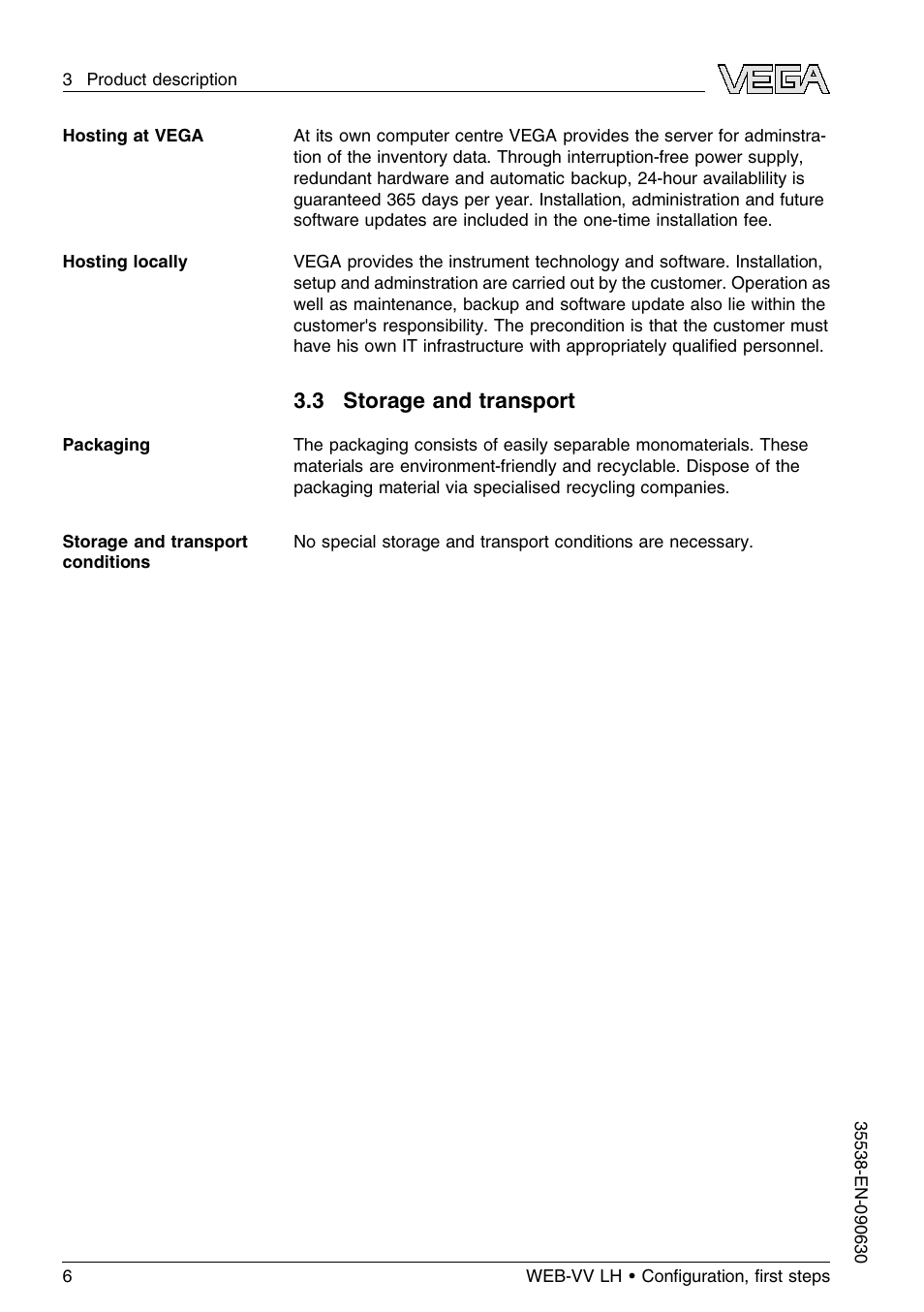 3 storage and transport | VEGA WEB-VV LH User Manual | Page 6 / 24