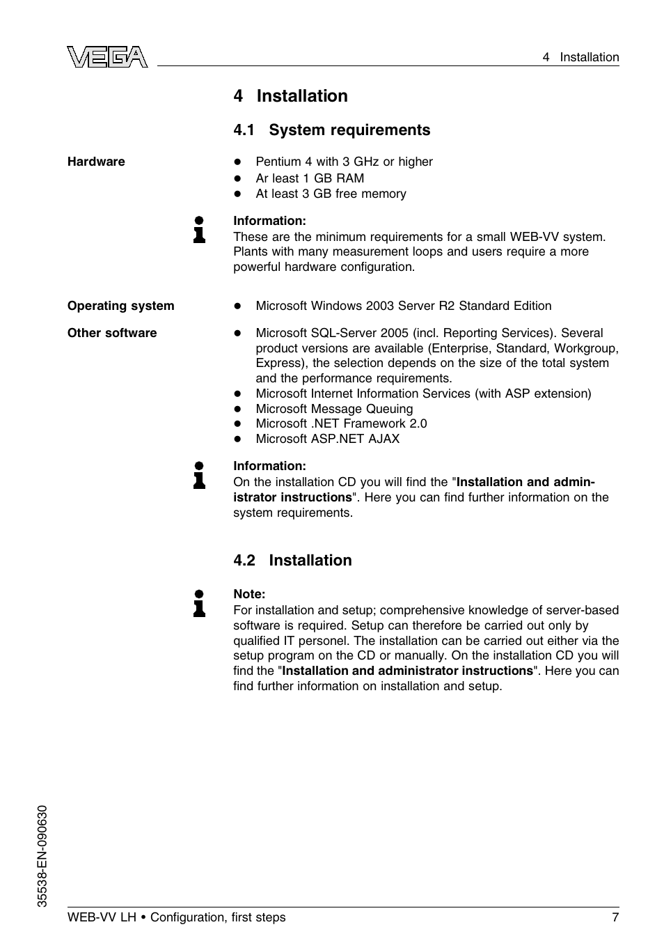 4 installation, 1 system requirements, 2 installation | 4installation | VEGA WEB-VV LH User Manual | Page 7 / 24