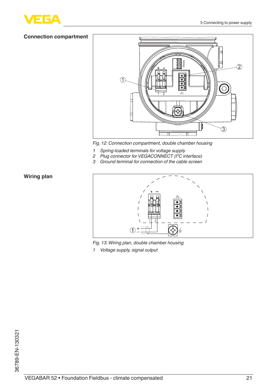 VEGA VEGABAR 52 Foundation Fieldbus - climate compensated User Manual | Page 21 / 76